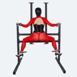 Black Restraint Pleasure Rack with Adjustable Support