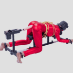 Red Adjustable Bondage Positioning Frame with Restraints
