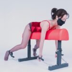 Red Supportive Bondage Bench with Adjustable Restraints - Image 17