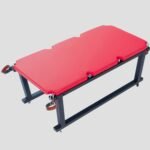 Red Bondage Stimulation Table with Adjustable Restraint Points - Image 4