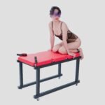 Red Bondage Stimulation Table with Adjustable Restraint Points - Image 10