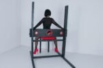 Red Adjustable BDSM Restraint Rack with Tilt Feature - Image 6
