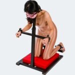Red Kneeling Restraint Frame with Adjustable Cuffs