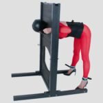 Black Restraint Rack with Red Bondage Features - Image 11