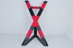 Red and Black Bondage Cross with Adjustable Restraints - Image 5