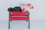 Red Adjustable Bondage Bench with Restraint Straps