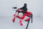 Red Adjustable Bondage Bench with Restraint Straps - Image 9