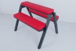 Red Adjustable Bondage Bench with Restraint Straps - Image 3