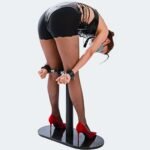 Black Adjustable Restraint Stand with Cuffs