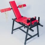 Red Adjustable Bondage Restraint Chair with Arm Supports - Image 3