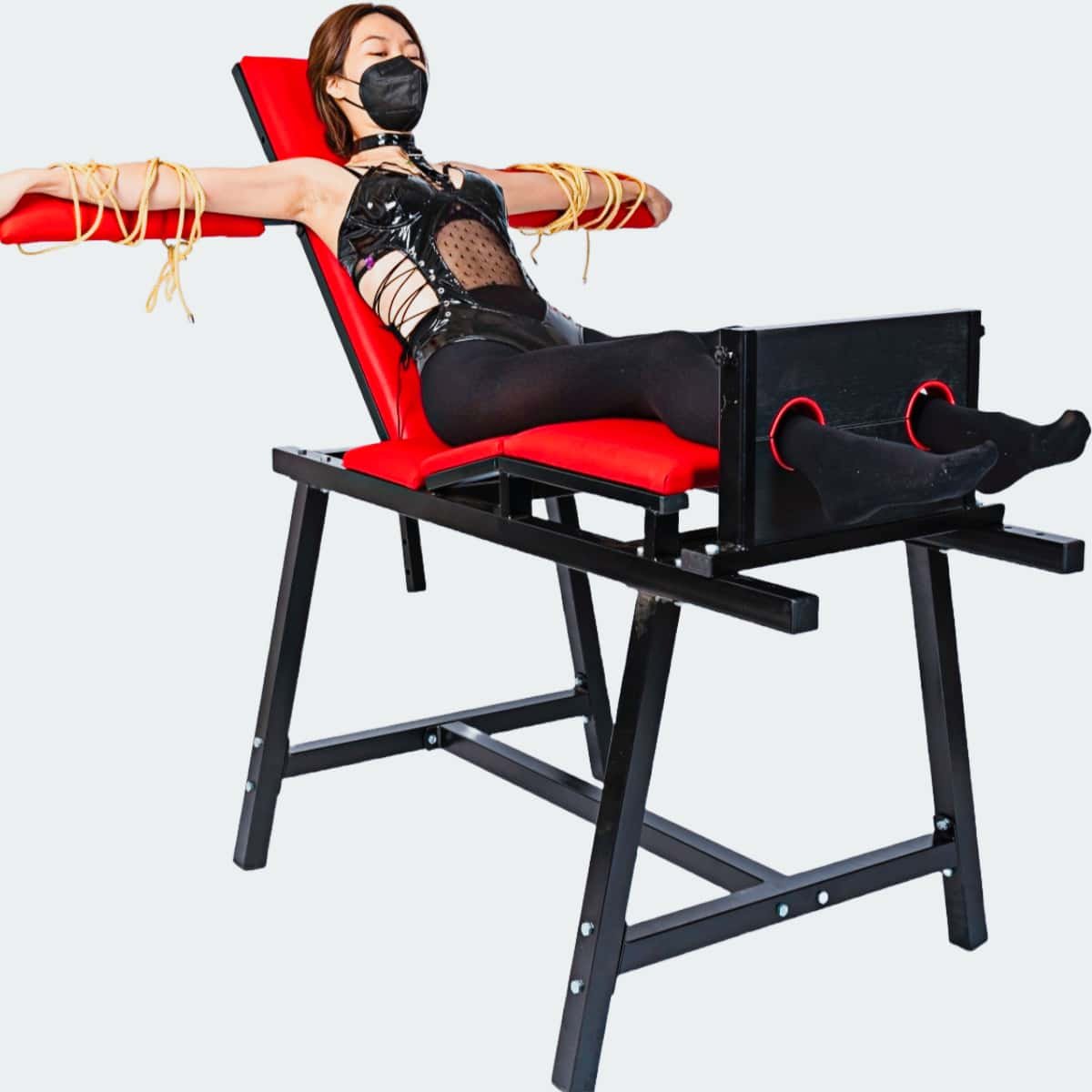 SF114_Main Red Adjustable Bondage Restraint Chair with Arm Supports - Image 1