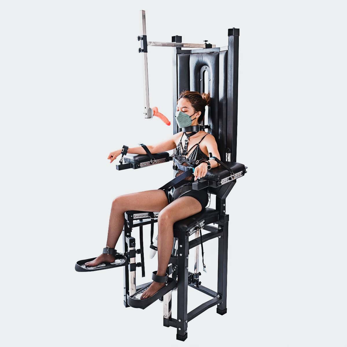 SF146_Main Black Adjustable Restraint Throne with Overhead Attachment - Image 1