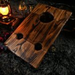 Dark Wood Bondage Stool with Restraint Openings - Image 13