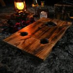 Dark Wood Bondage Stool with Restraint Openings - Image 11