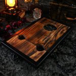 Dark Wood Bondage Stool with Restraint Openings - Image 7