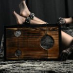 Dark Wood Bondage Stool with Restraint Openings - Image 6