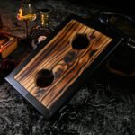 Dark Wood Bondage Board with Dual Restraint Openings - Image 3