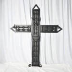 Black Restraint Cross for Bondage Play with Adjustable Attachment Points