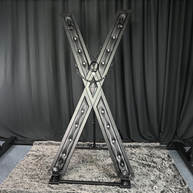 SF219_3 Black Bondage X-Frame with Adjustable Restraints - Image 1