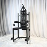 Black Adjustable Bondage Chair with Restraint Features - Image 9