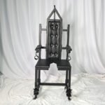 Black Adjustable Bondage Chair with Restraint Features - Image 8