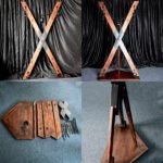 Brown Restraint Bondage Cross with Adjustable Hardware - Image 5